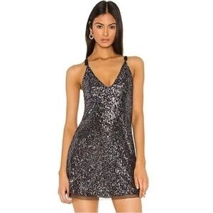 Free People | Gold Rush Mini Sequin Dress | Size XS | Gunmetal Gray